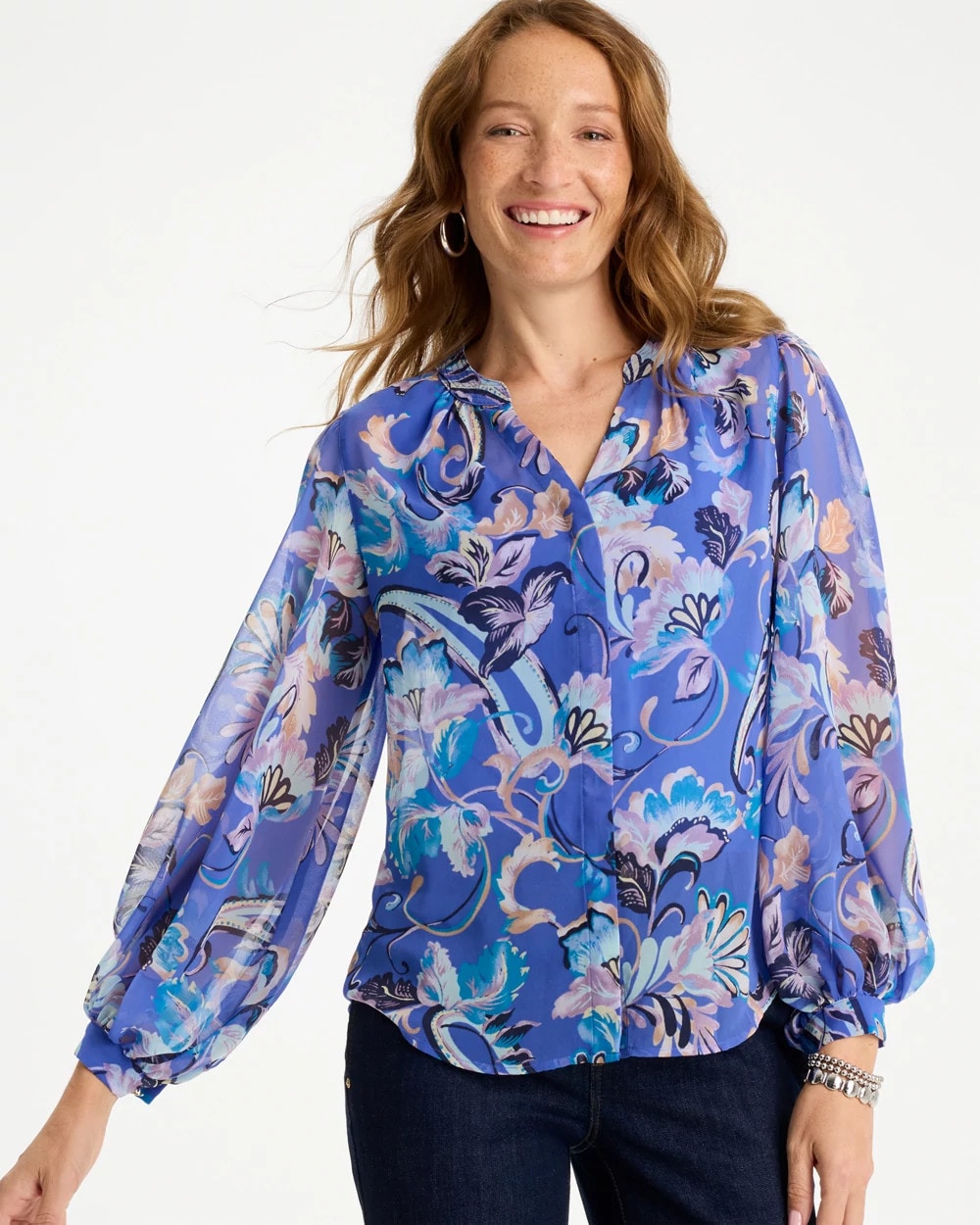 Chico's Georgette Paisley Blouse