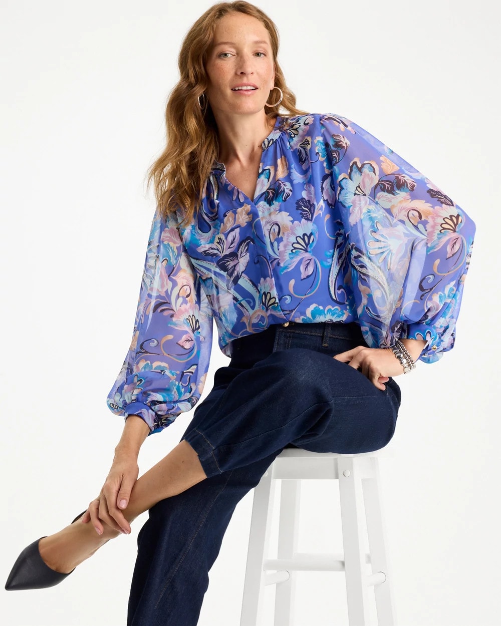 Chico's Georgette Paisley Blouse