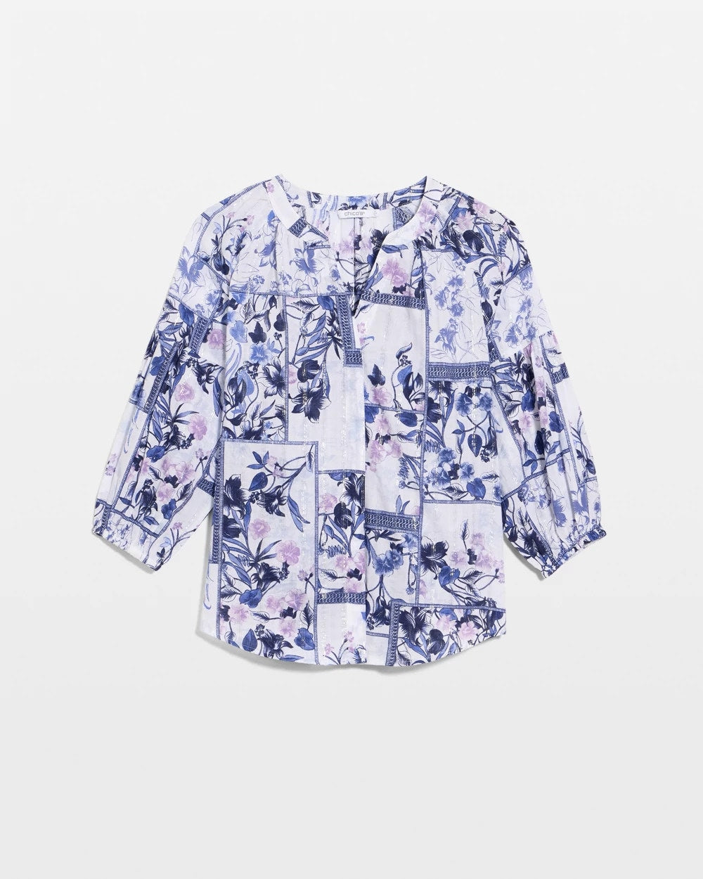 Chico's Cotton Printed Billow Sleeve Blouse
