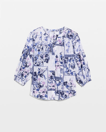Chico's Cotton Printed Billow Sleeve Blouse