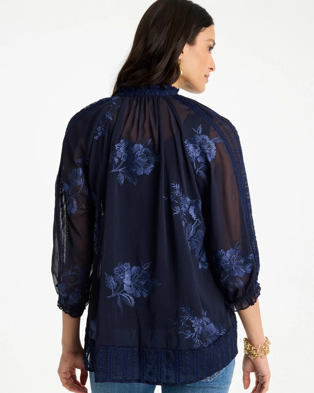 Chico's Embellished Splitneck Blouse