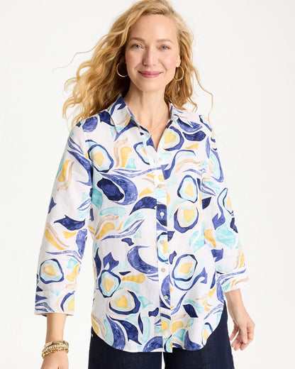 Chico's No Iron™ Linen Handpainted Print Shirt