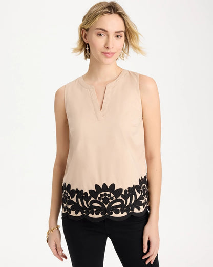 Chico's Applique Embellished Sleeveless Top