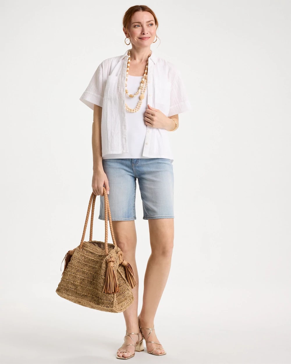 Chico's Cotton Gauze Camp Shirt