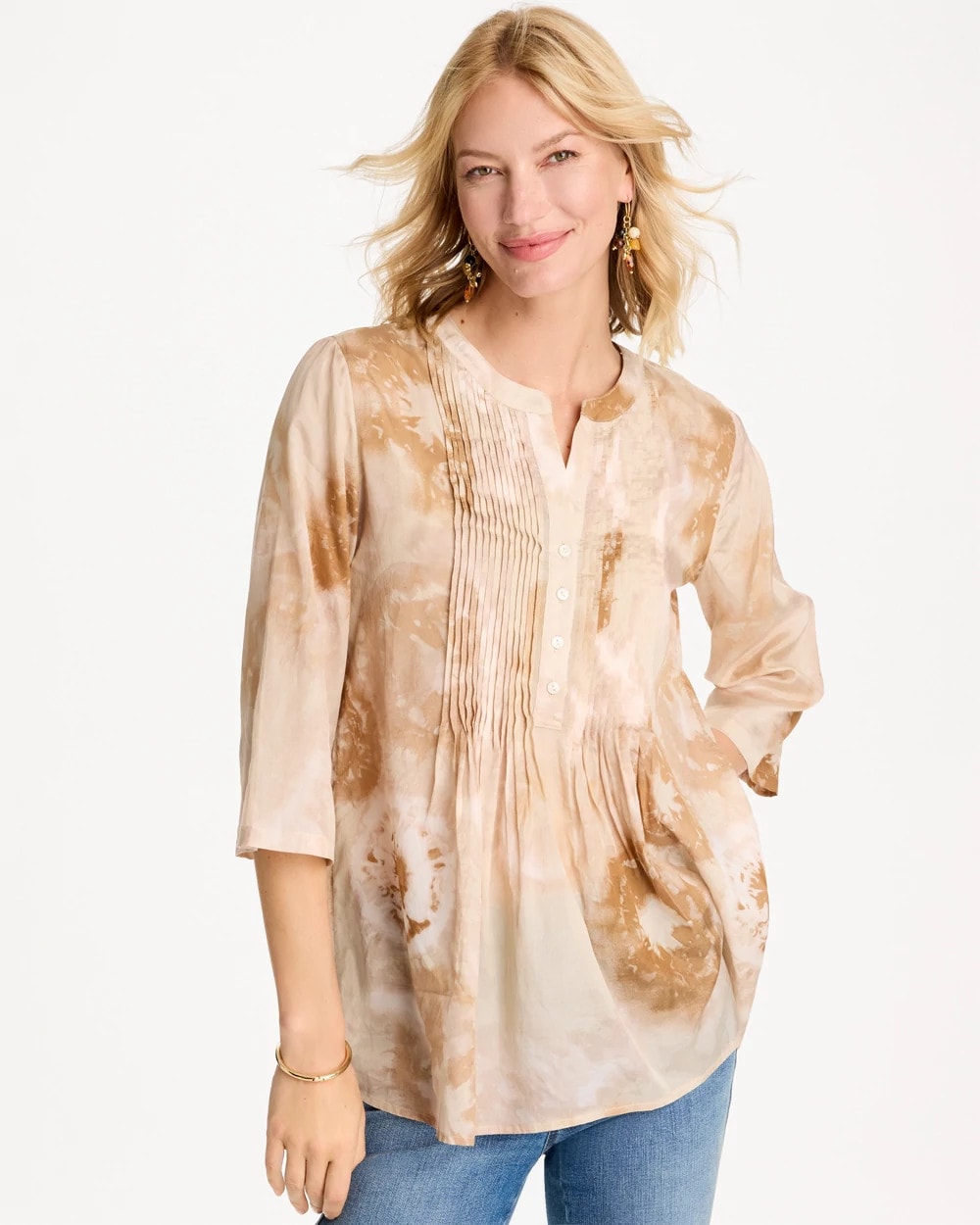 Chico's Cotton-Blend Pintuck Tunic