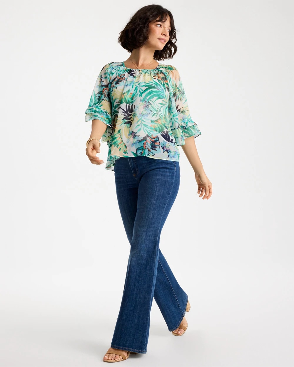 Chico's Printed Georgette Swing Blouse