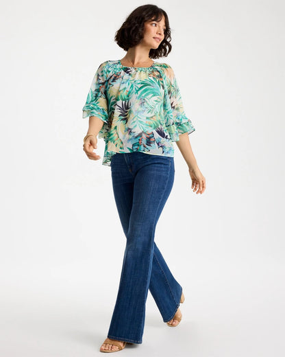 Chico's Printed Georgette Swing Blouse