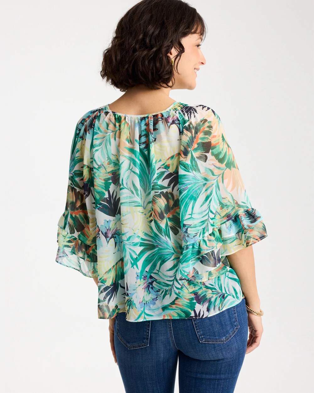 Chico's Printed Georgette Swing Blouse