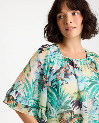 Chico's Printed Georgette Swing Blouse