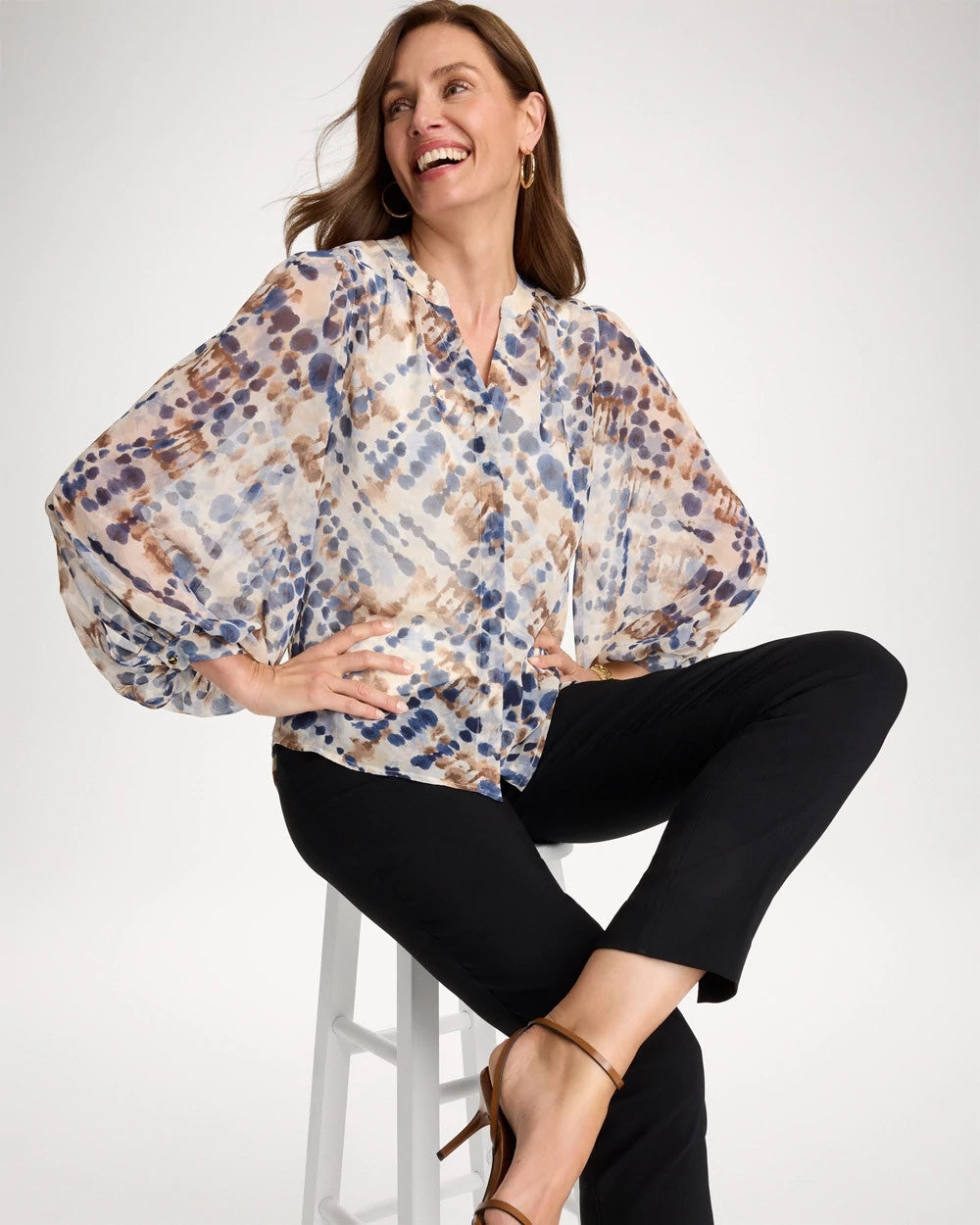 Chico's Georgette Printed Blouse
