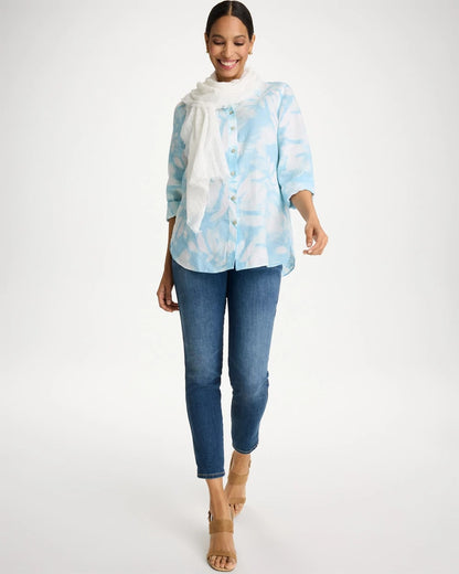 Chico's Tie-Dye No Iron Linen Shirt