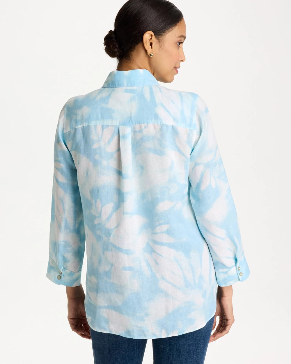 Chico's Tie-Dye No Iron Linen Shirt