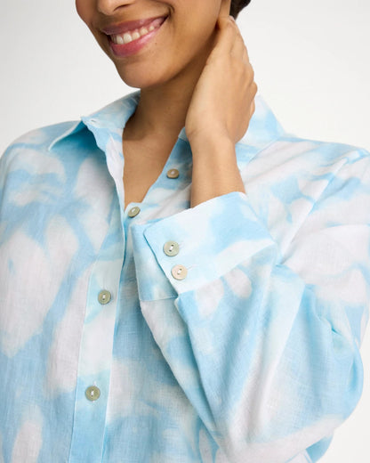 Chico's Tie-Dye No Iron Linen Shirt