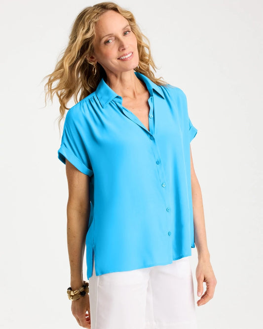 Chico's Faux Silk Henley Top