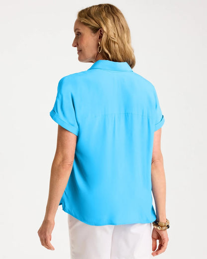 Chico's Faux Silk Henley Top
