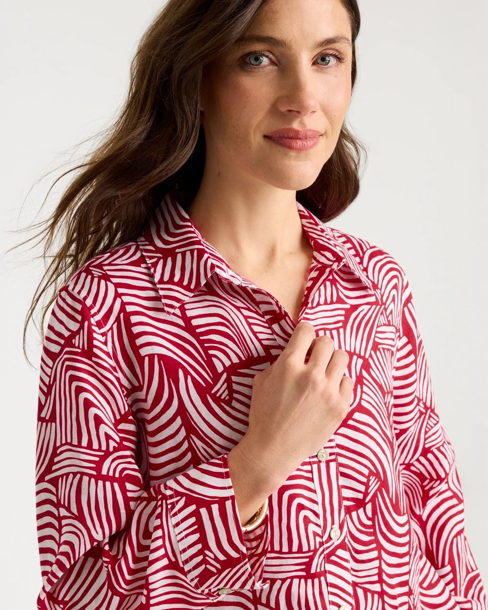 Chico's No Iron™ Linen Geo Print Shirt