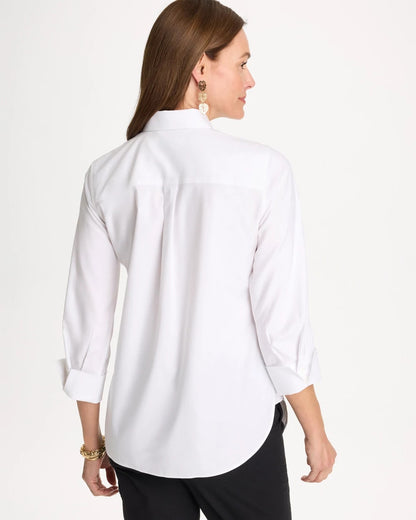 Chico's Placed Print No Iron Stretch Shirt