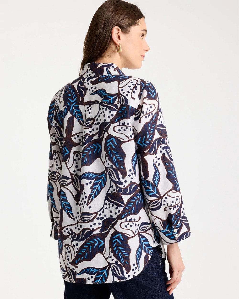 Chico's Printed No Iron Linen Shirt