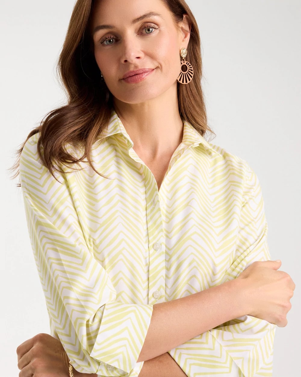 Chico's Chevron No Iron Stretch Shirt