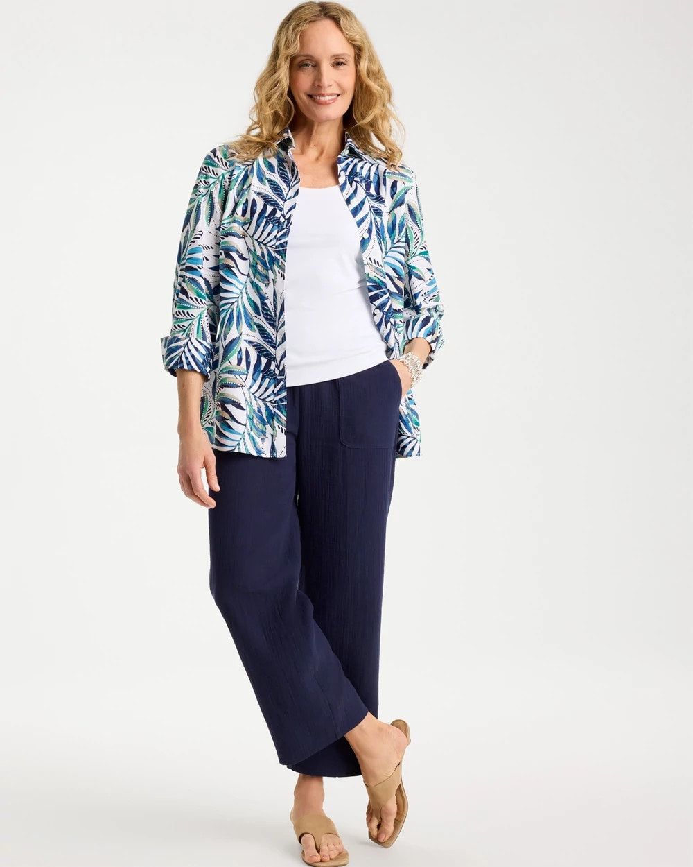 Chico's Palm No Iron Stretch Shirt