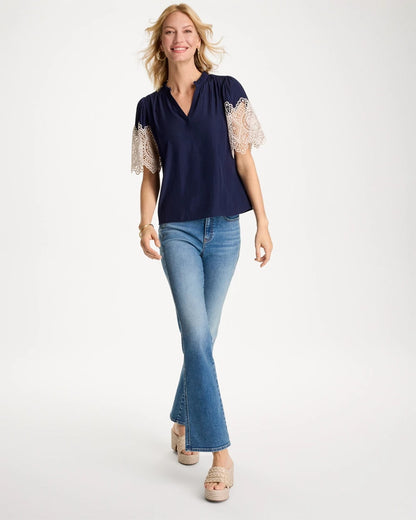 Chico's Sea Island Crochet Lace Blouse