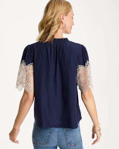 Chico's Sea Island Crochet Lace Blouse