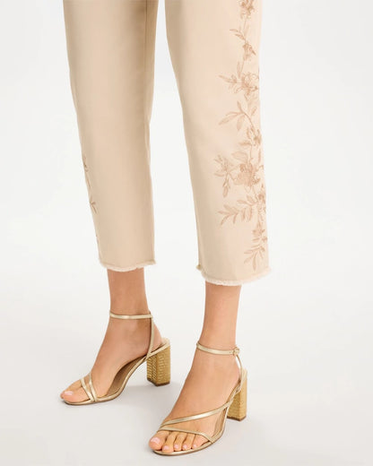 Chico's Relaxed Embroidered Fray Crop Pant