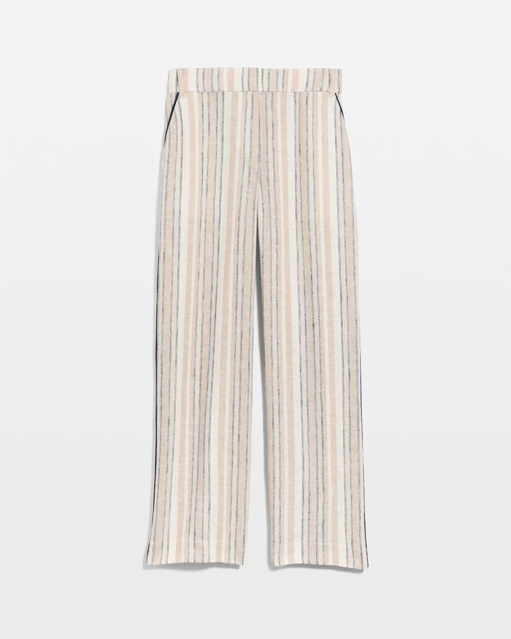 Chico's Striped Piped Linen Fly Front Pants