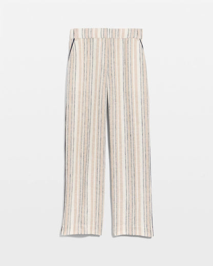 Chico's Striped Piped Linen Fly Front Pants