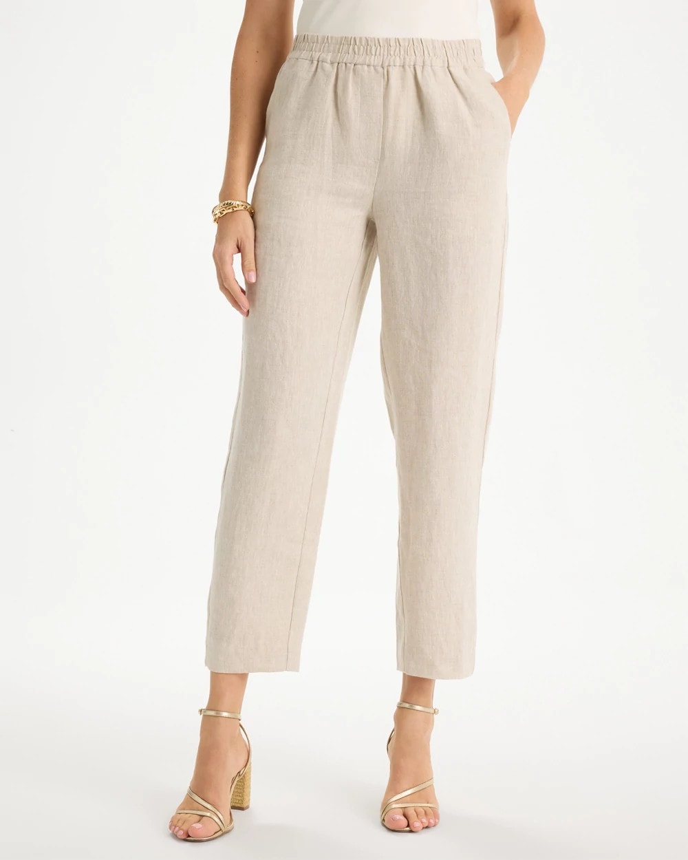 Chico's Linen Straight Tapered Ankle Pants