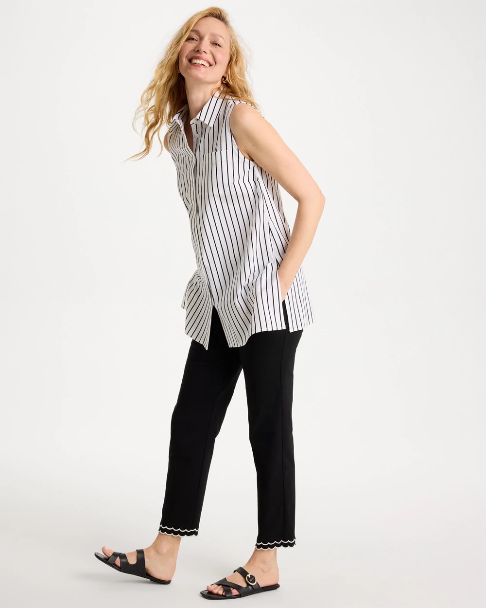Chico's Contrast Scallop Brigitte™ Slim Crop Pant
