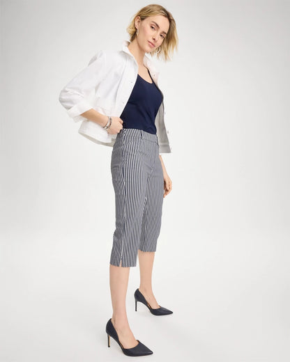 Chico's Emme Slim Striped Capri Pants