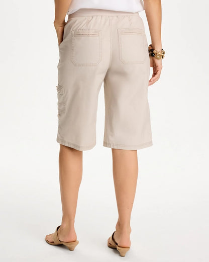 Chico's Poplin Cotton Roll-Tab Shorts