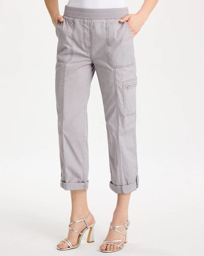 Chico's Poplin Cropped Roll Tab Pants
