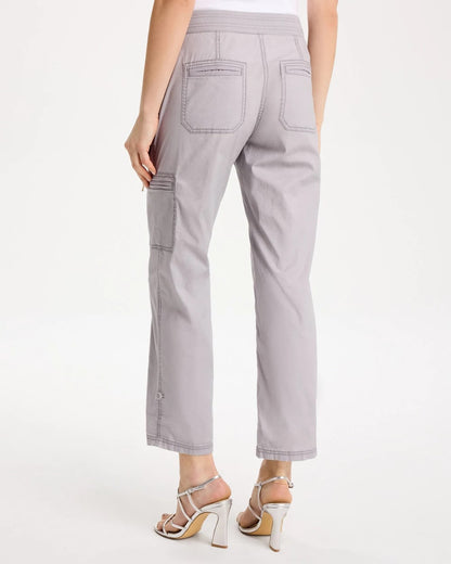 Chico's Poplin Cropped Roll Tab Pants
