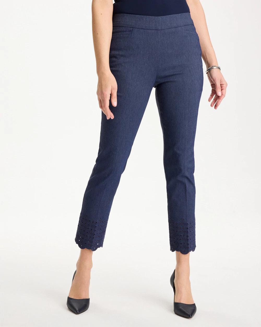 Chico's Brigitte™ Slim Embroidered Pull-On Crop Pant
