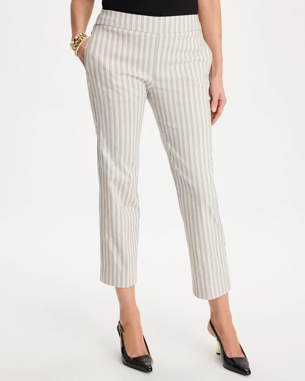 Chico's Striped Straight Crop Pant