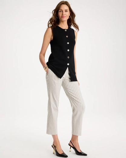 Chico's Striped Straight Crop Pant