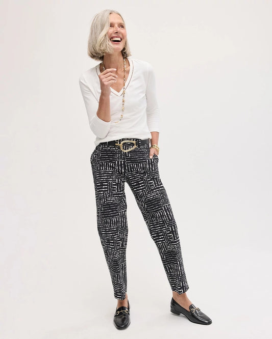 Chico's Emme Fly Front Straight Printed Crop Pants