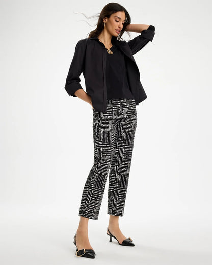 Chico's Emme Fly Front Straight Printed Crop Pants