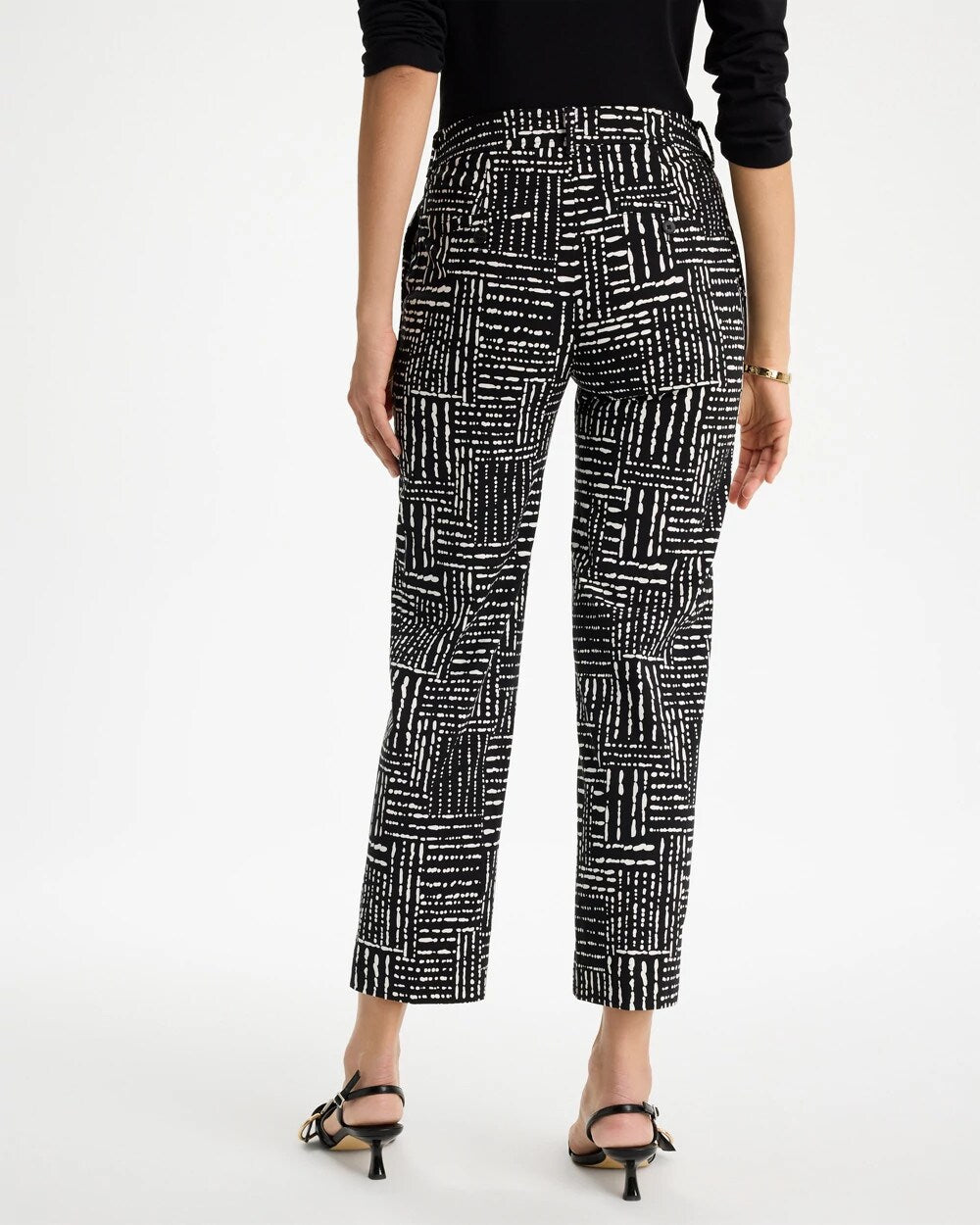Chico's Emme Fly Front Straight Printed Crop Pants