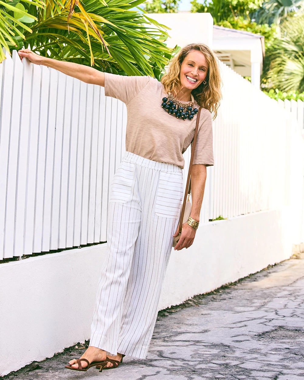 Chico's Pinstriped Linen-Cotton Crop Pant