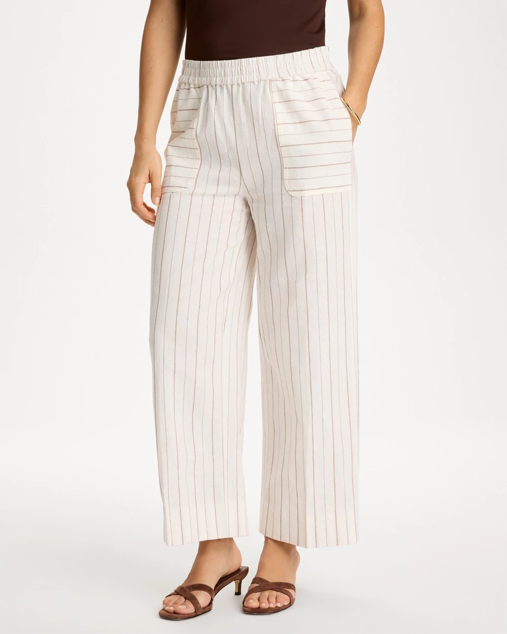 Chico's Pinstriped Linen-Cotton Crop Pant
