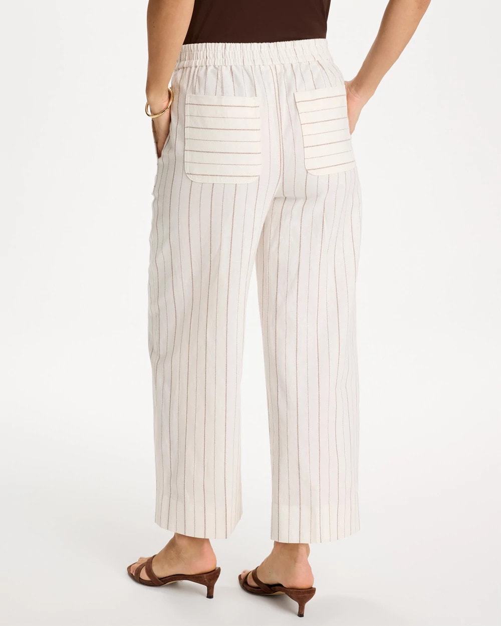 Chico's Pinstriped Linen-Cotton Crop Pant
