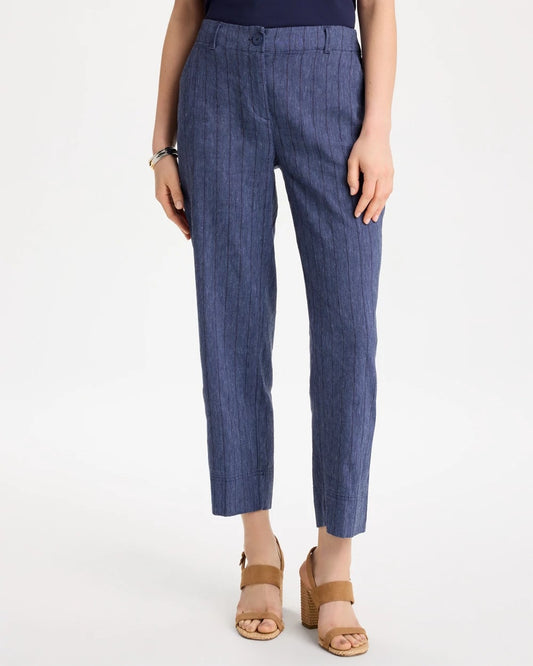 Chico's Pinstripe Soft-Stretch Linen Crop Pant