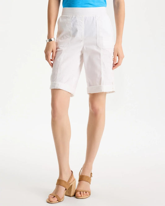 Chico's Poplin Cotton Roll-Tab Shorts