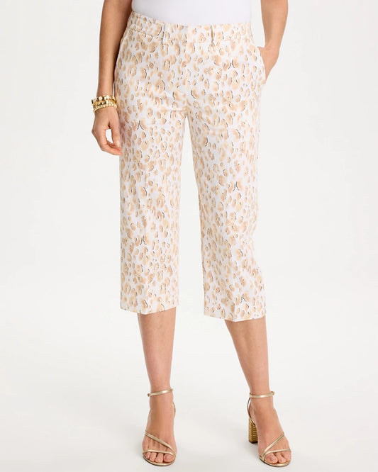 Chico's Animal Print Emme Sateen Straight Capri Pants