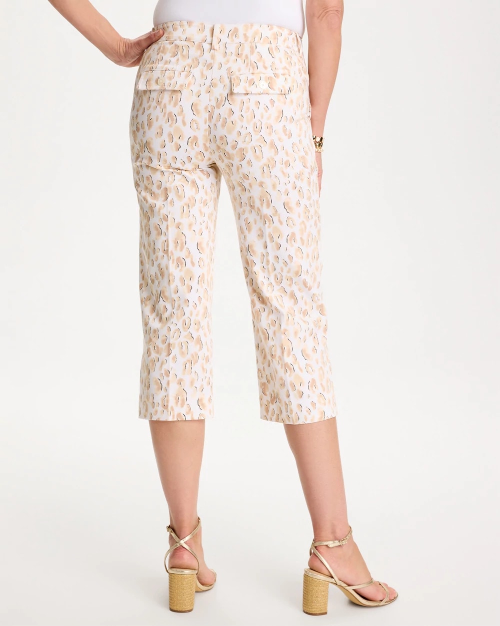 Chico's Animal Print Emme Sateen Straight Capri Pants