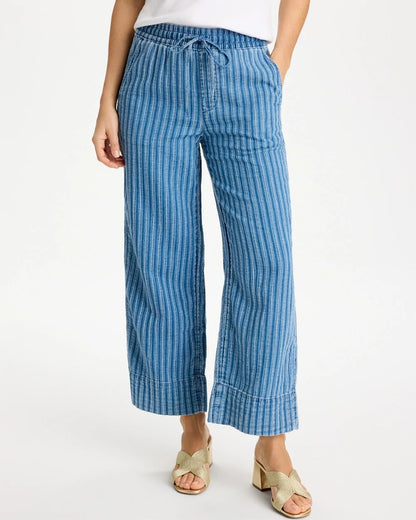 Chico's Gauze Striped Wide Crop Jean