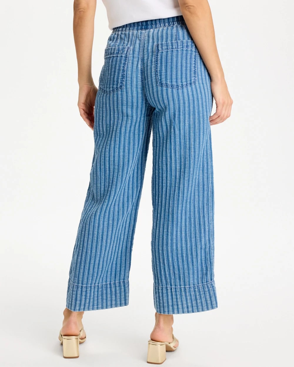 Chico's Gauze Striped Wide Crop Jean